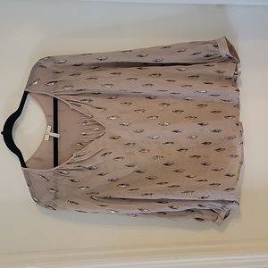 Joie Large Blush Pink Silver Metallic Blouse